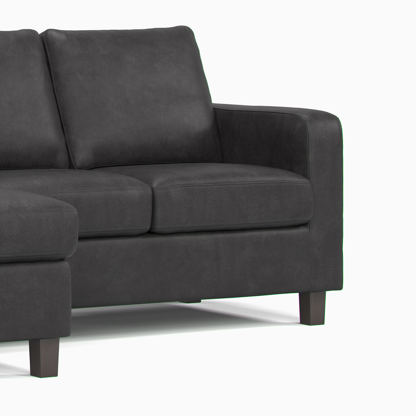 York Black Faux Leather 3 Seater Reversible Corner Sofa
