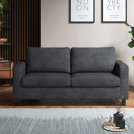 York Grey Turin Fabric 3 Seater Sofa