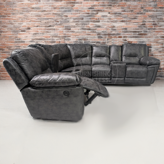 Zara Electric L Shaped 5 Seater Grey Reclining Corner Sofa