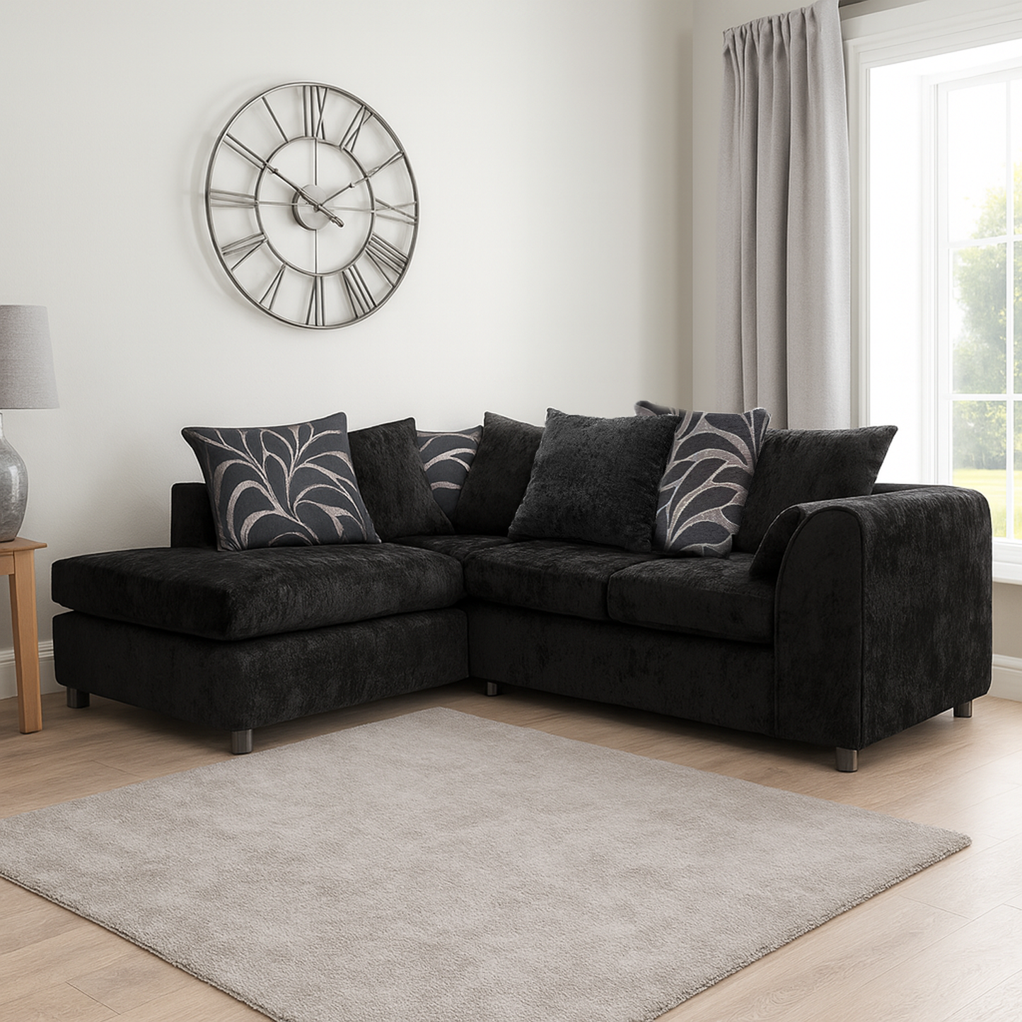 Zina Chenille Fabric Corner Sofa