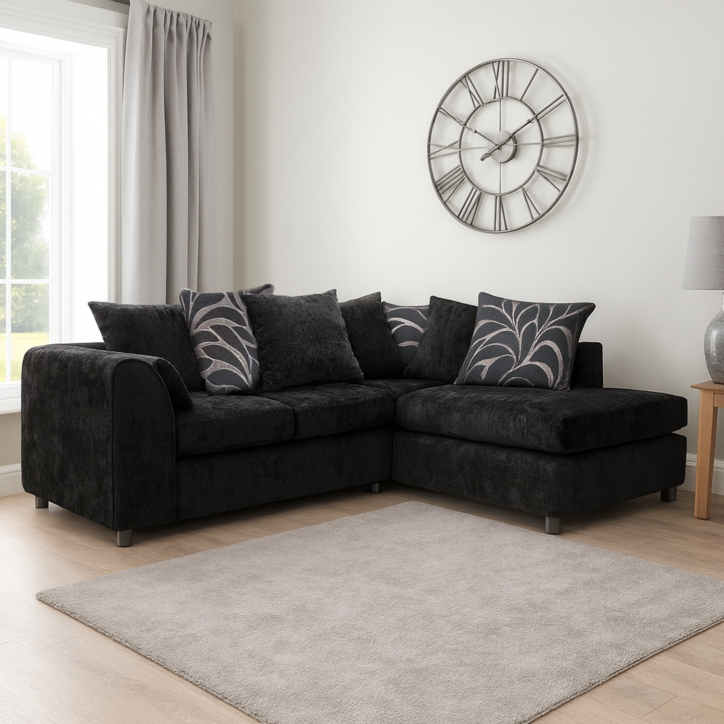 Zina Chenille Fabric Corner Sofa