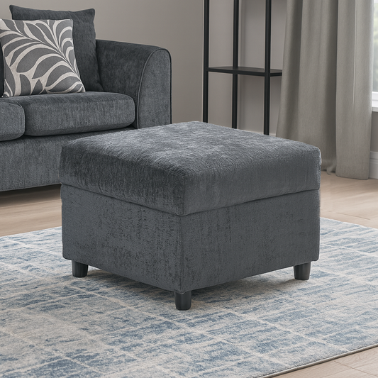 Zink Fabric Chenille Black or Grey Footstool