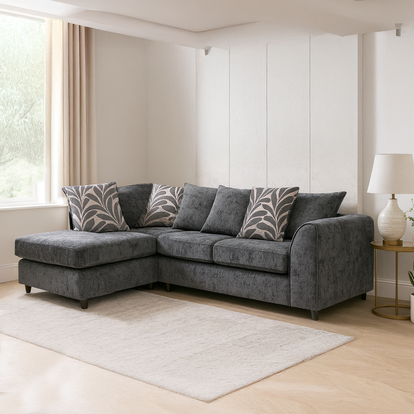 Zina Chenille Fabric Corner Sofa