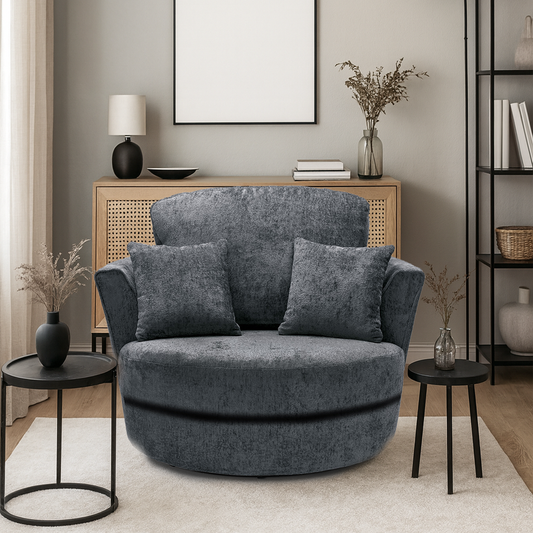Zink Chenille Fabric Swivel Chair