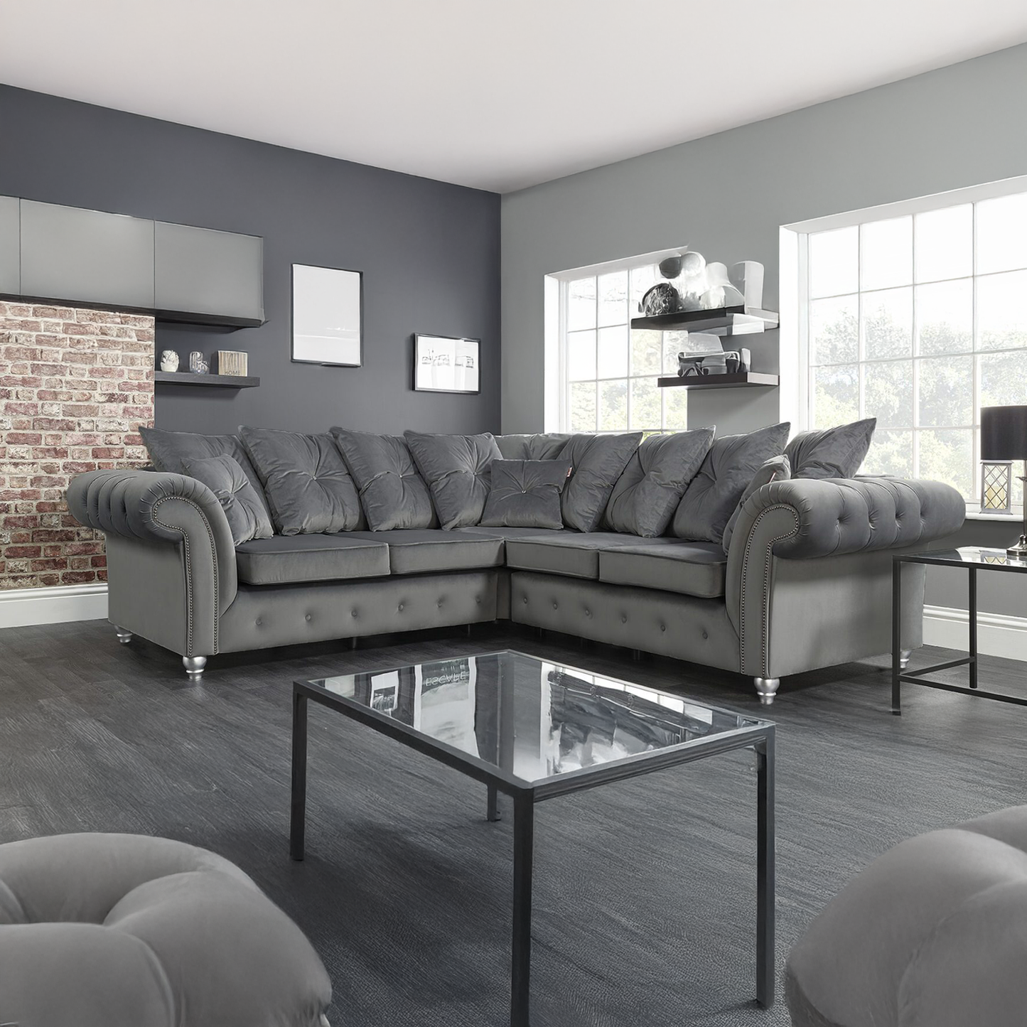 Zoey Grey Corner Sofa