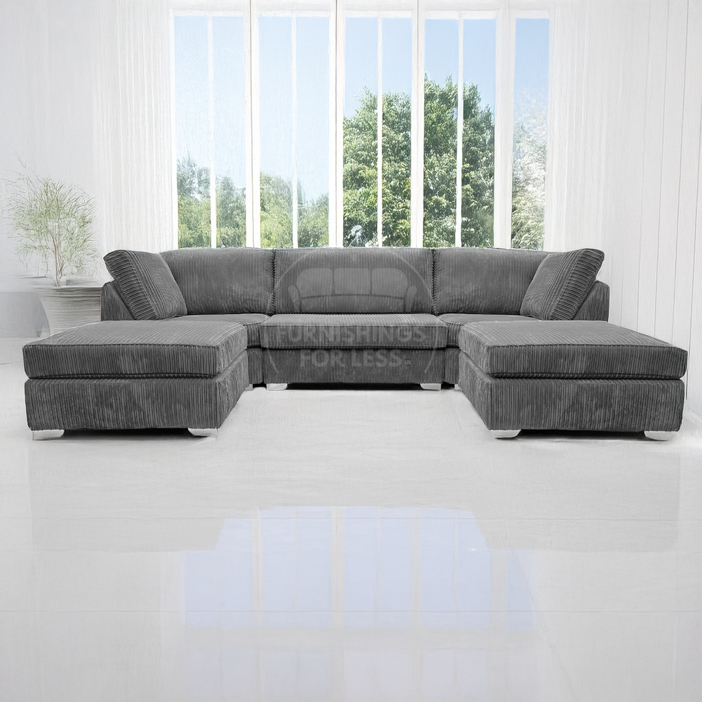 Bishop U-Shaped Fullback Jumbo Cord Sofa