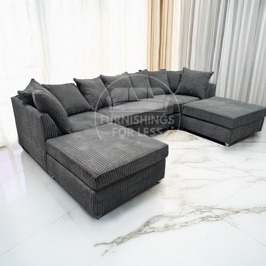 Bishop U-Shaped Jumbo Cord Sofa - Scatter Back
