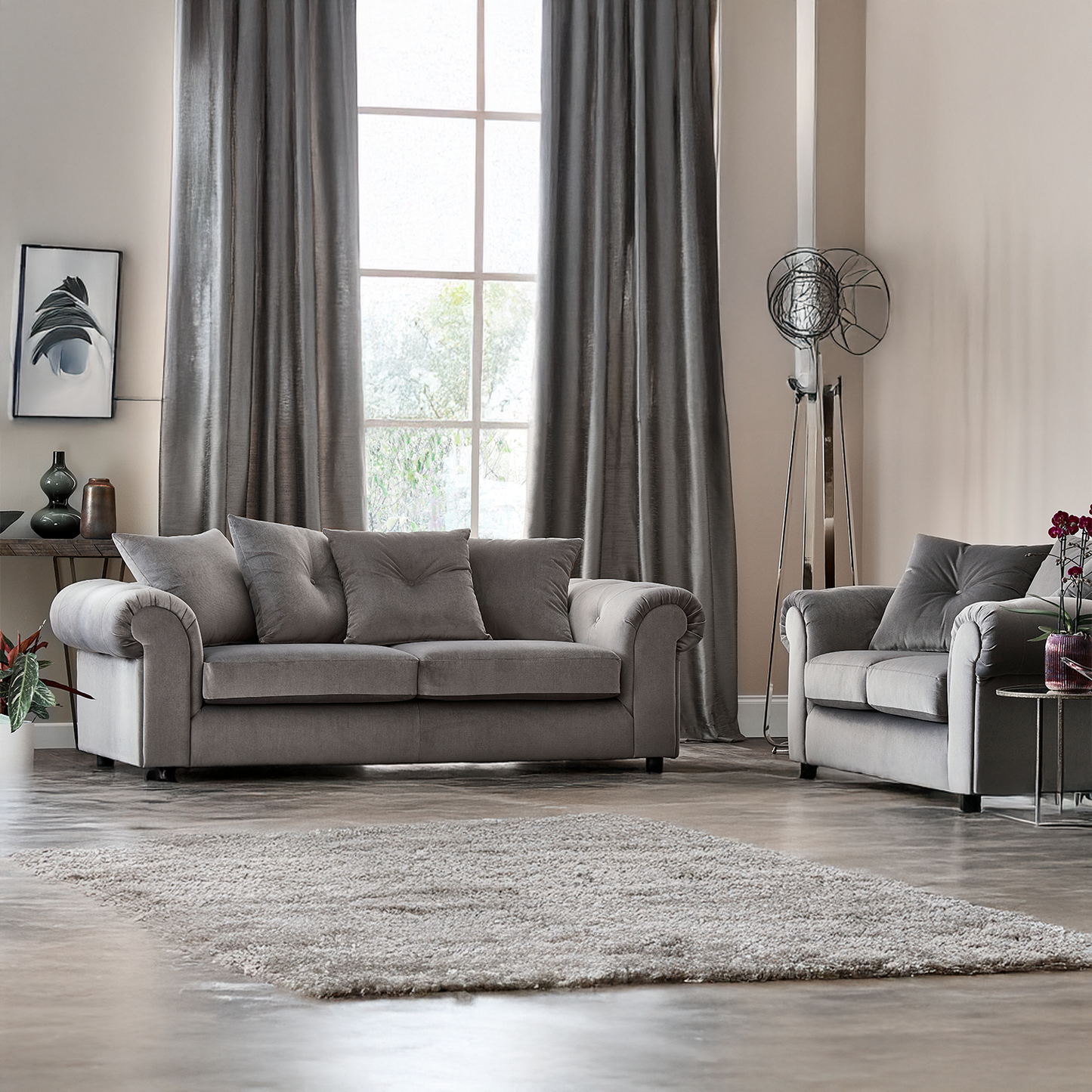 Hamilton Plush Velvet Fabric Sofa Suite