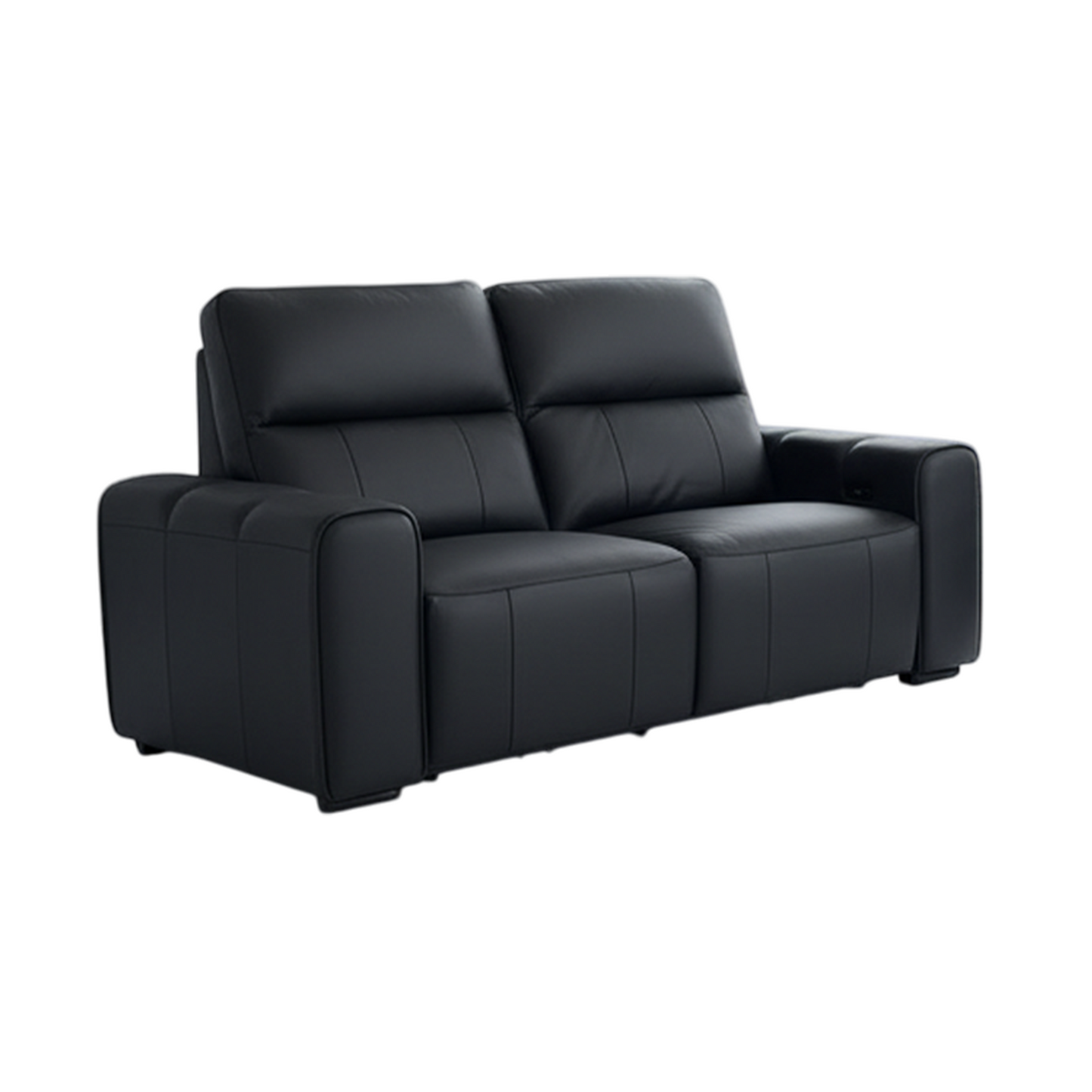 Belleza Modern Genuine Leather Electric Reclining 2 Seater Sofa Black
