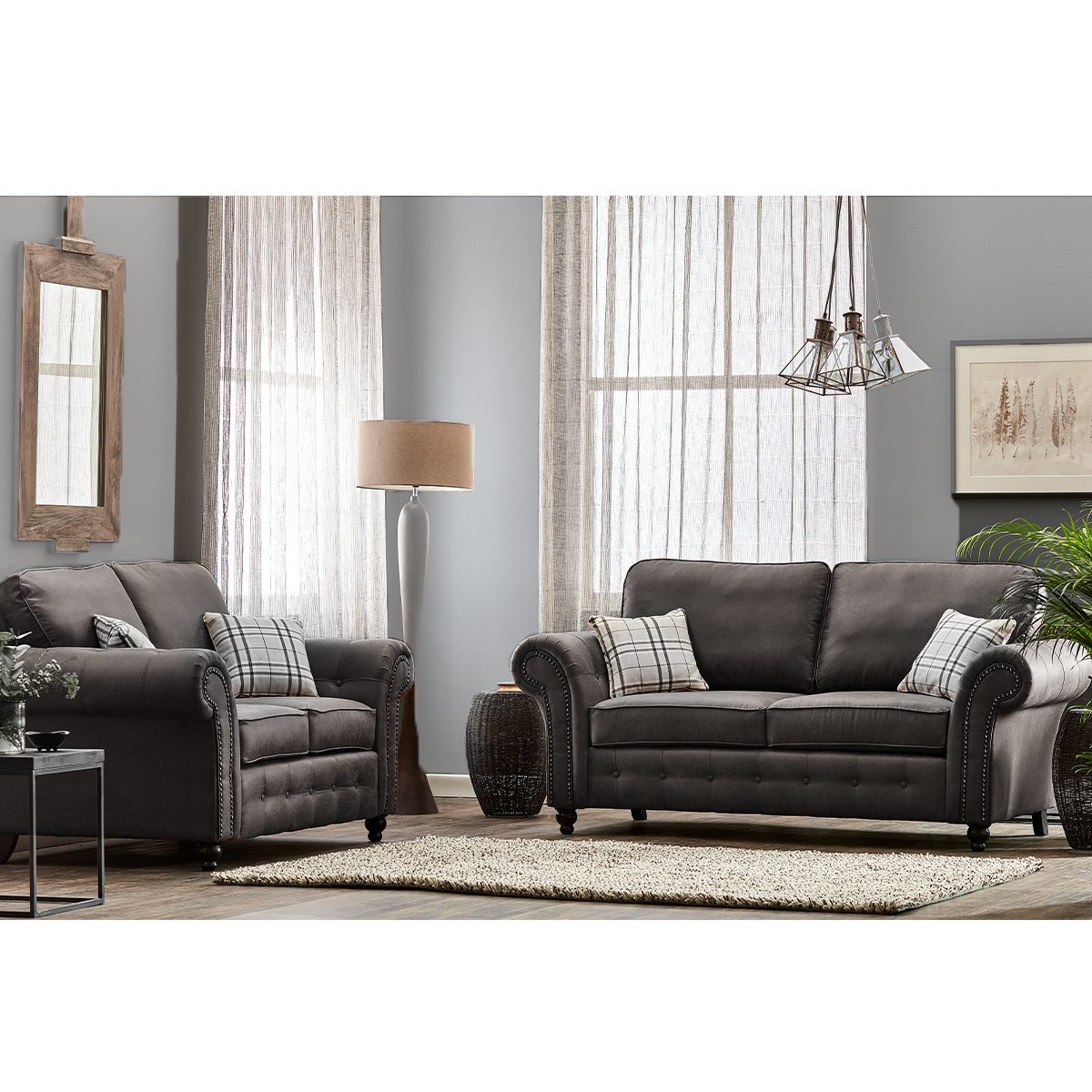 Oakland Chesterfield Leather Sofa Suite 3 + 2
