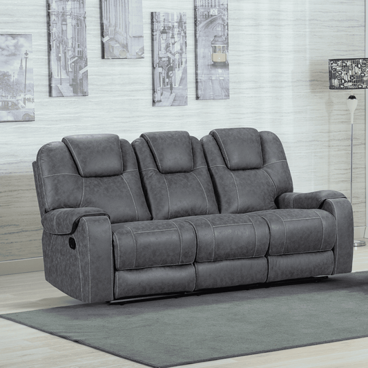 Sydney Grey Fabric Reclining 3 Seater Sofa
