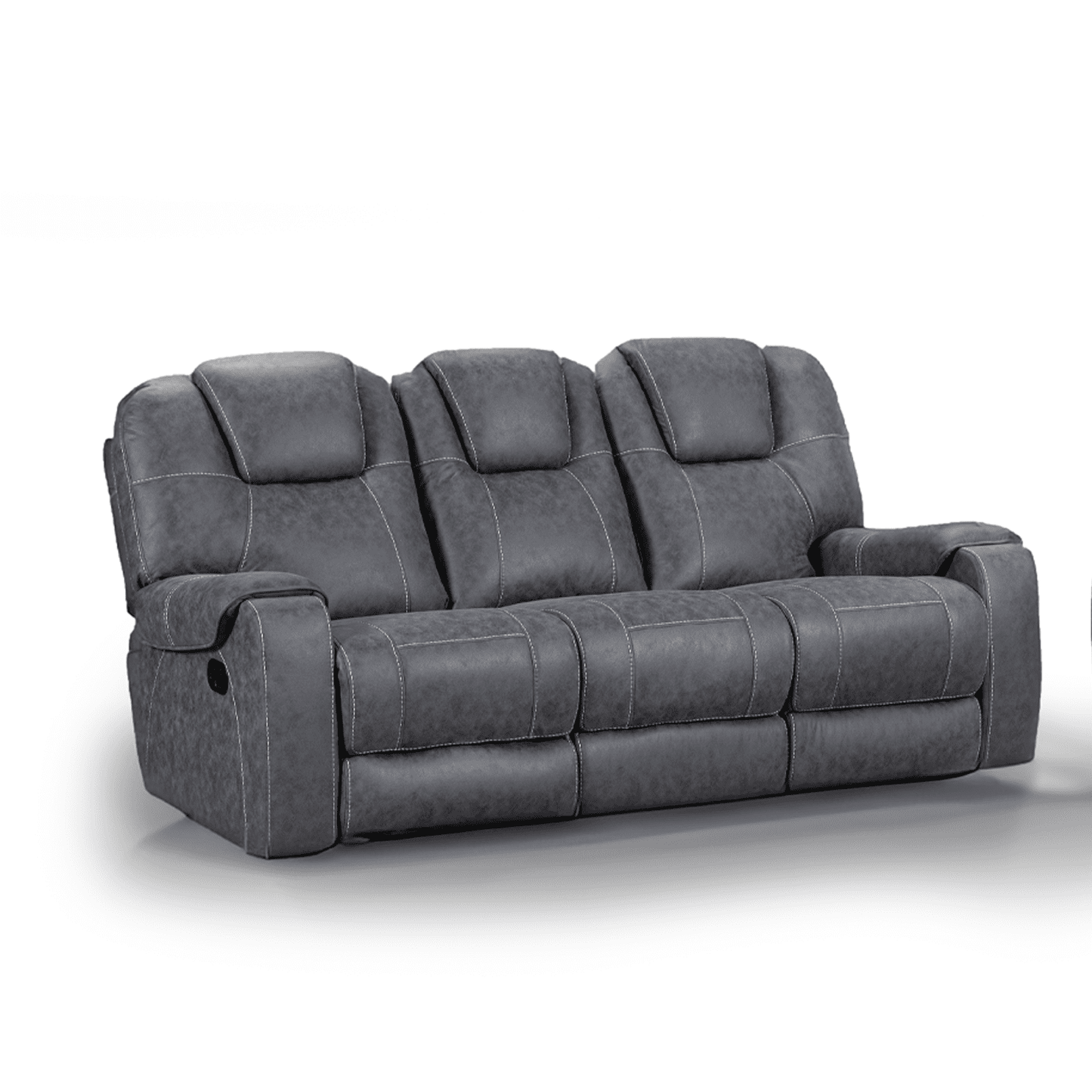 Sydney Grey Fabric Reclining 3 Seater Sofa - 2