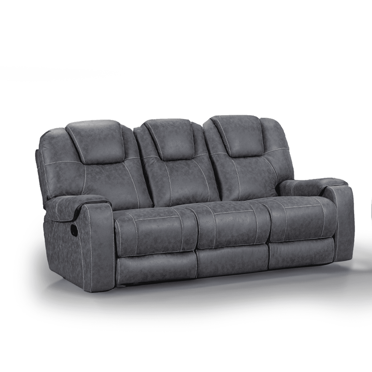 Sydney Grey Fabric Reclining 3 Seater Sofa - 2