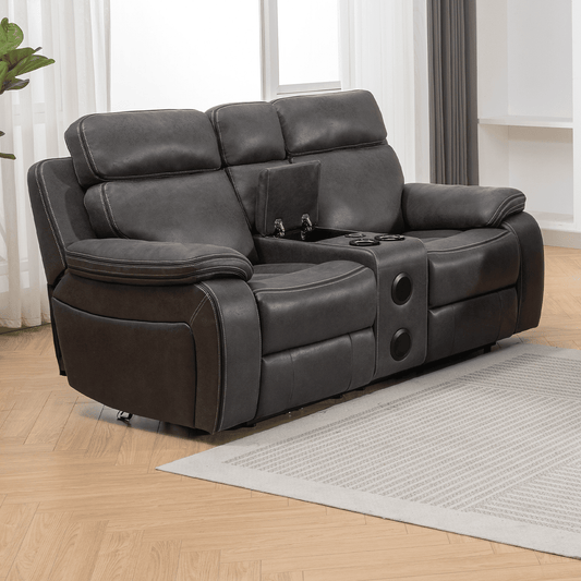 Tokyo Electric Bluetooth Reclining Leather Like 2 Seater Sofa