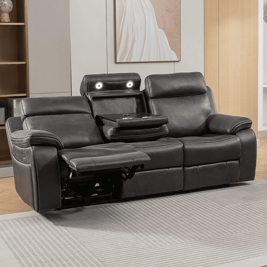 Tokyo Electric Reclining Leather Like 3 Seater Sofa