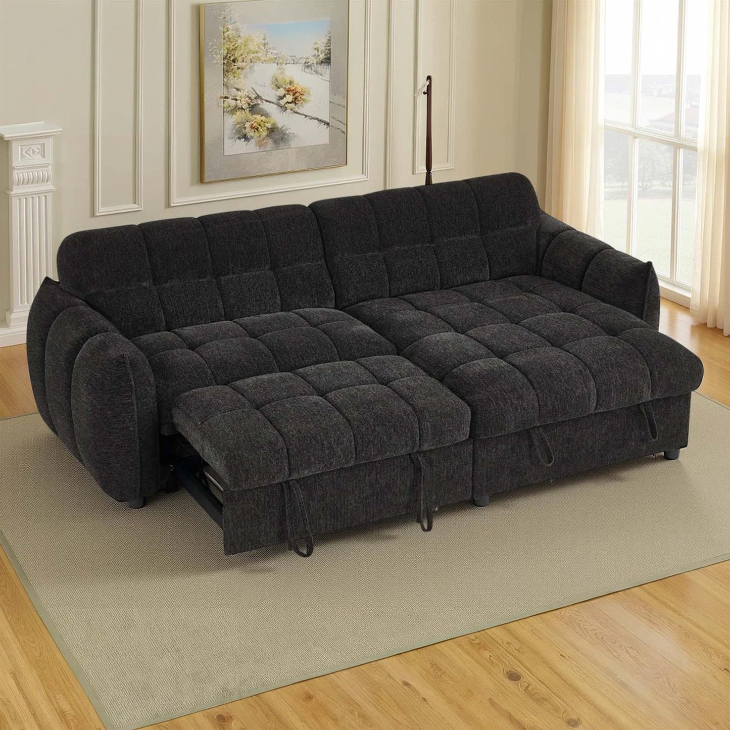 Fenton Universal Corner Sofa Bed with Storage Chaise Chenille Fabric