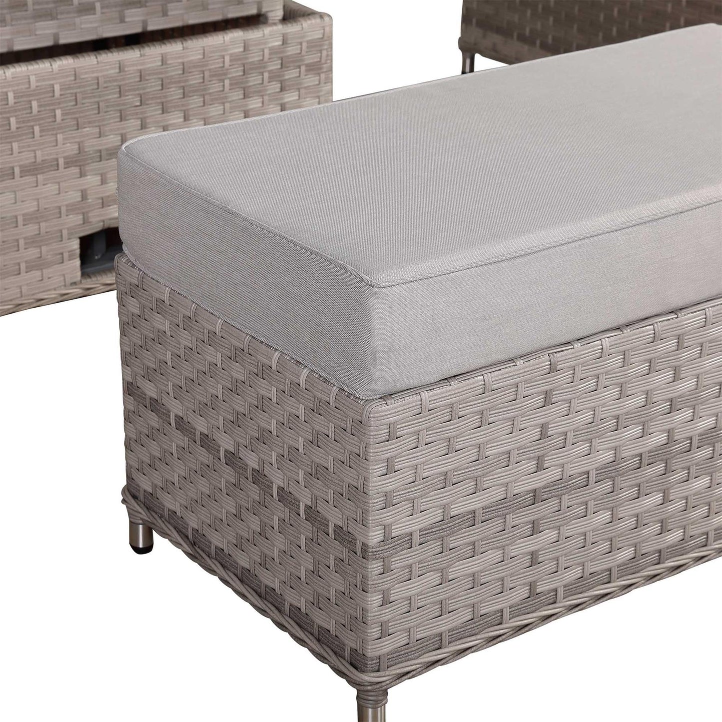 Rattan Garden Corner Sofa Set with Rising Dining Table and Bench