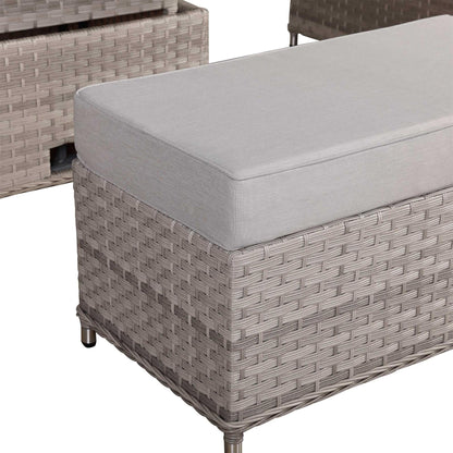 Rattan Garden Corner Sofa Set with Rising Dining Table and Bench