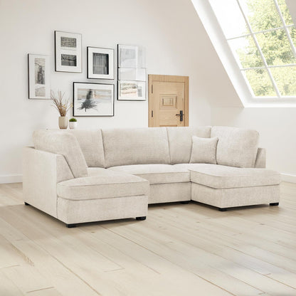 California Boucle Beige or Grey U shaped 6 Seater Sofa