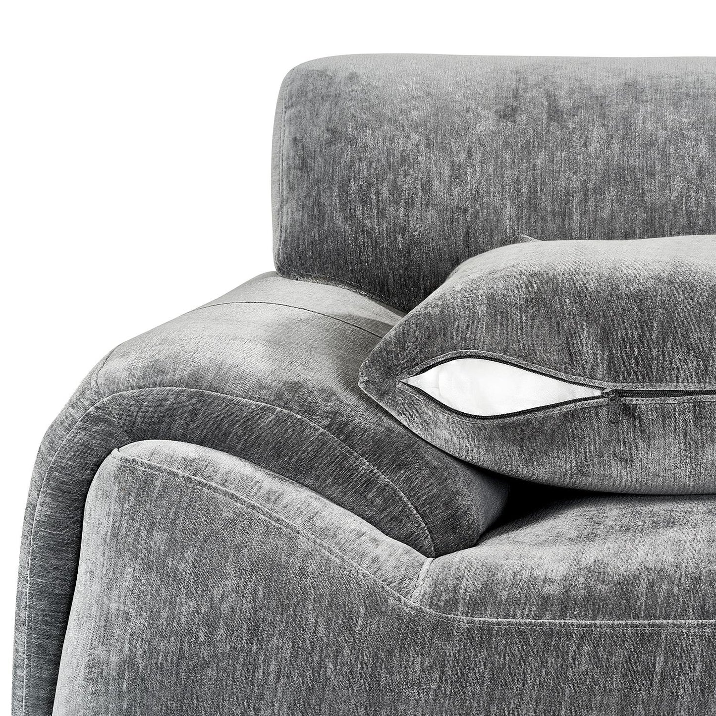 Monza L Shaped Chenille Fabric Beige Grey 4 Seater Corner Sofa RH