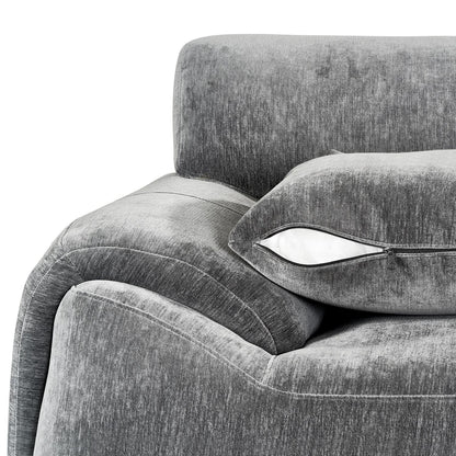 Monza L Shaped Chenille Fabric Beige Grey 4 Seater Corner Sofa RH