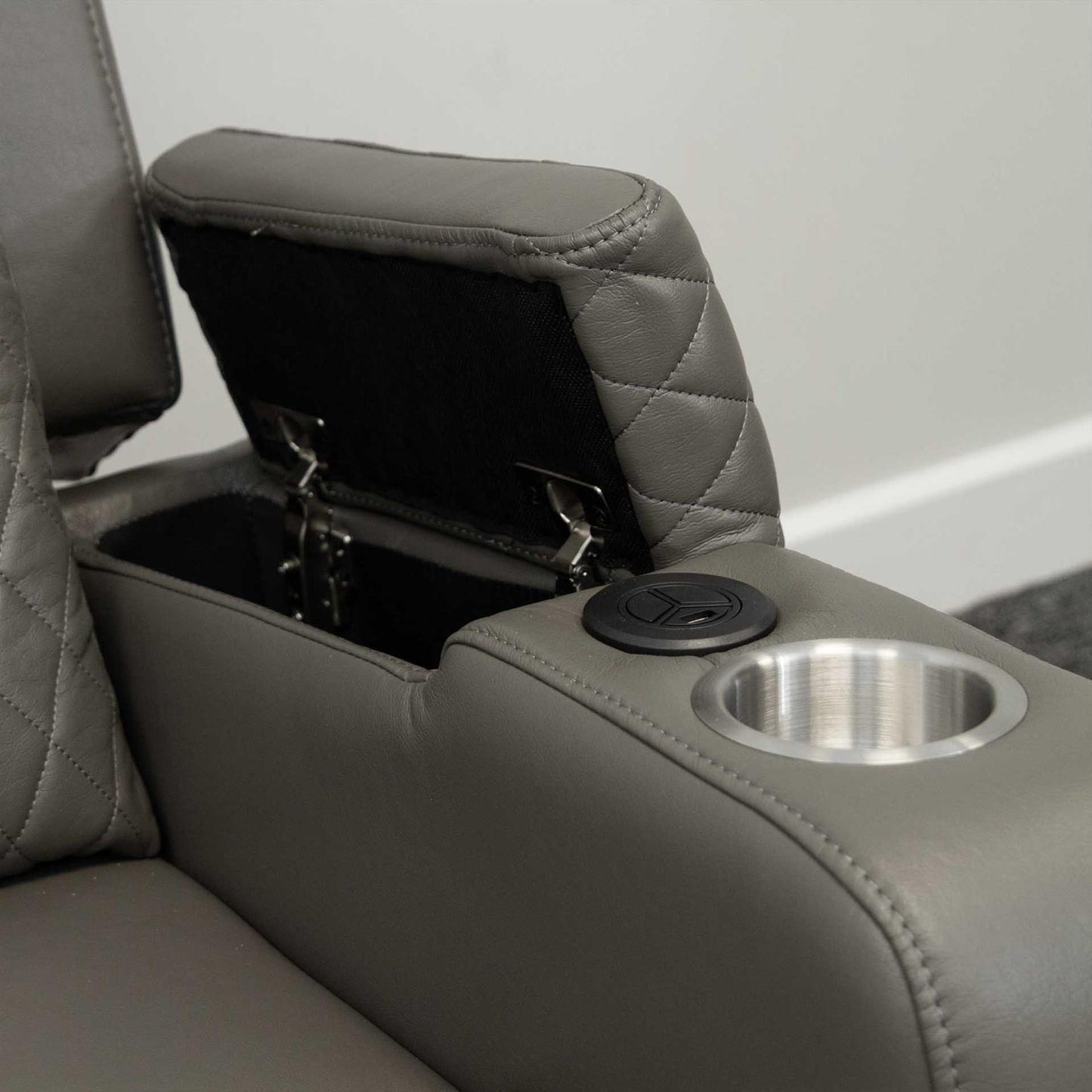 Felix Black or Grey Leather Electric Reclining Sofa Suite USB Cup Holder