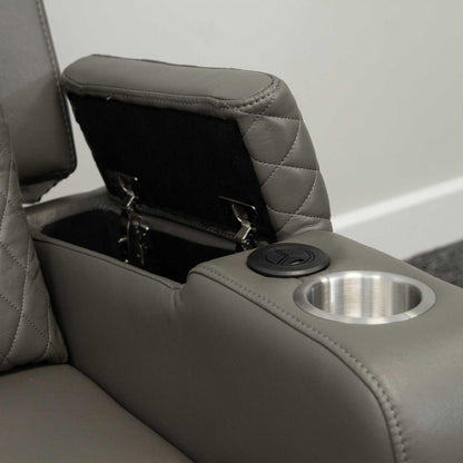 Felix Black or Grey Leather Electric Reclining Sofa Suite USB Cup Holder