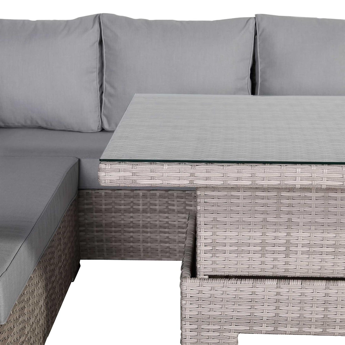 Rattan Corner Garden Sofa Set with Rising Table