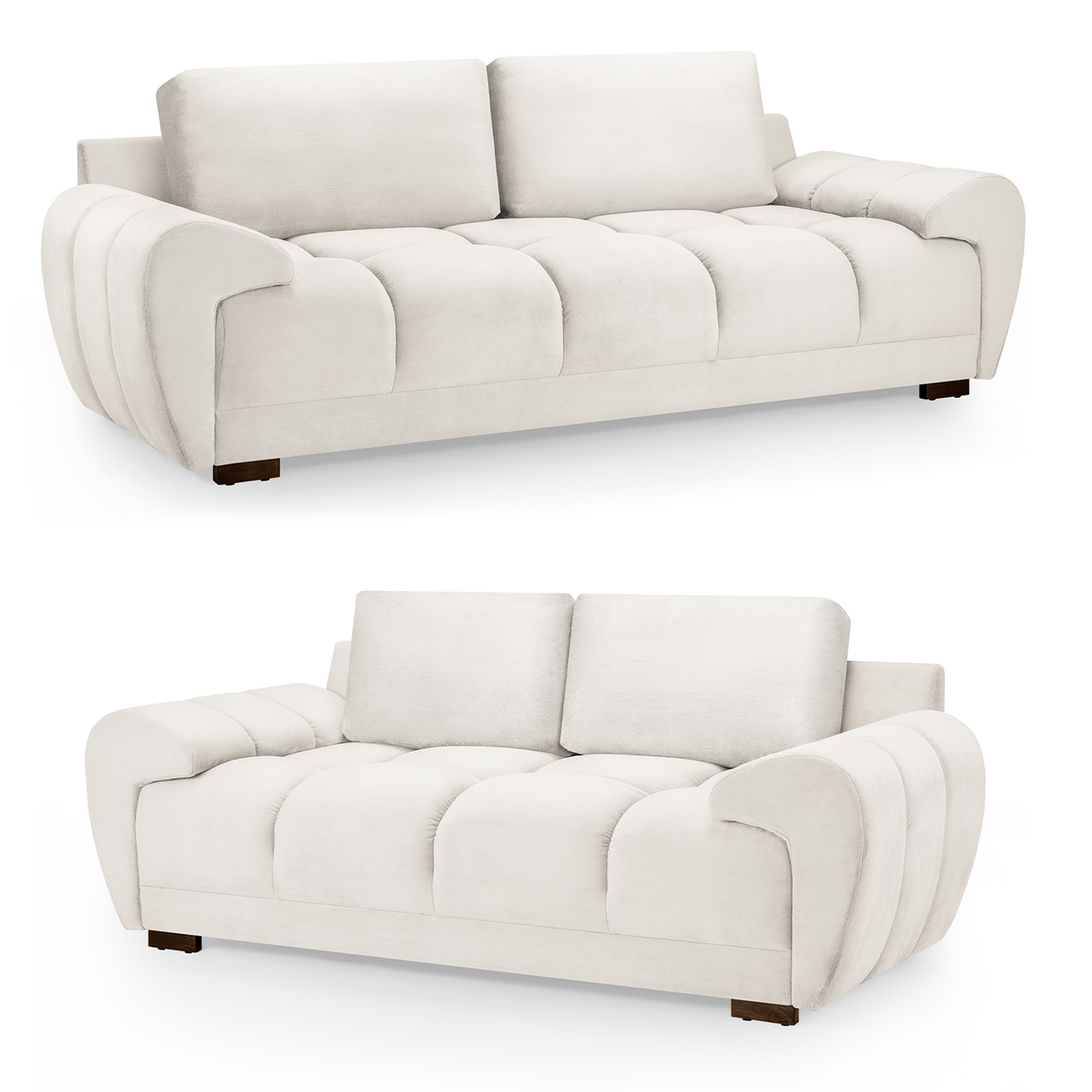 Zura Plush Velvet Large 3 + 2 Sofa Suite | Cream, Grey or Mocha