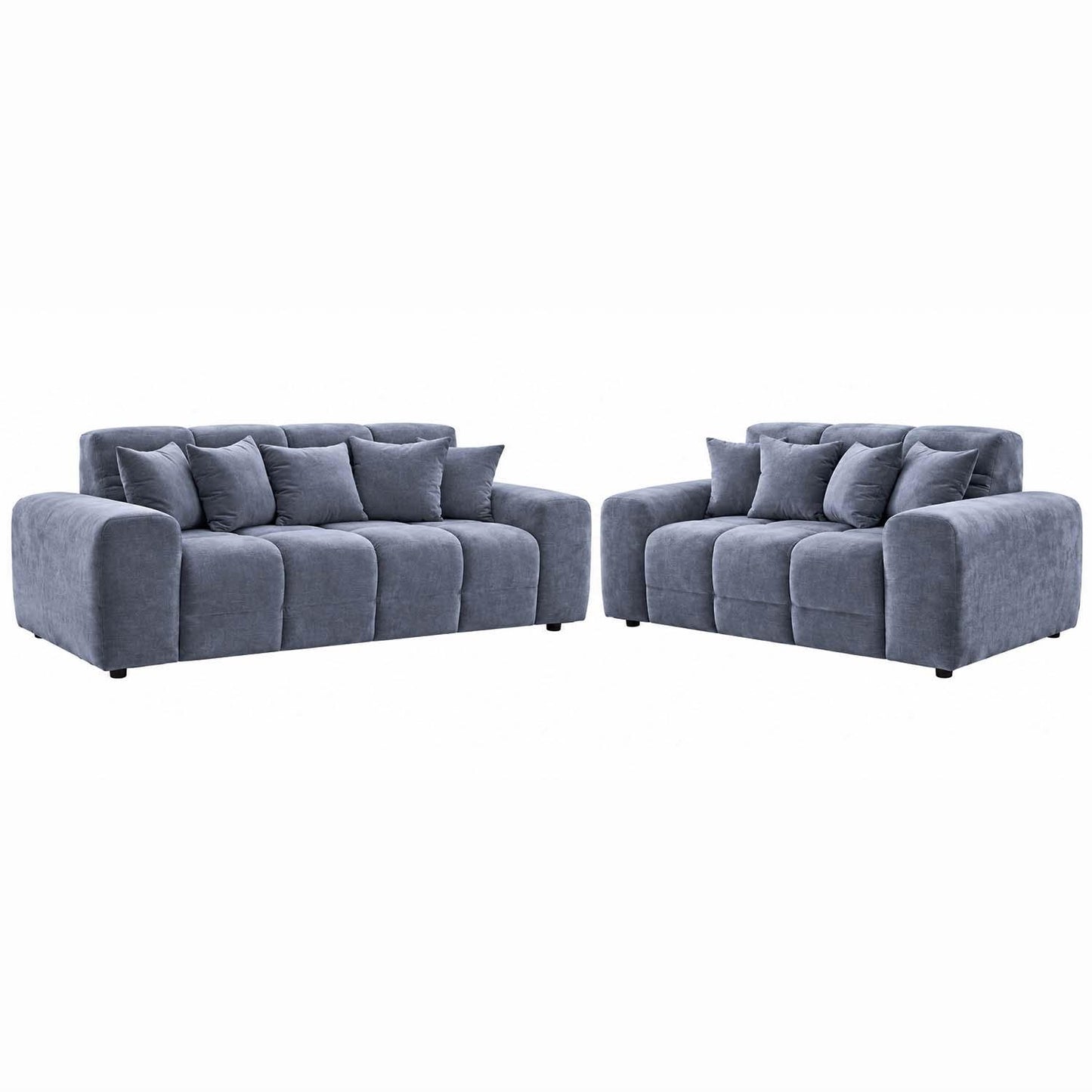 Jenson Plush Velvet 3 + 2 Seater Sofa Set Deep Seats & Boxed Arms