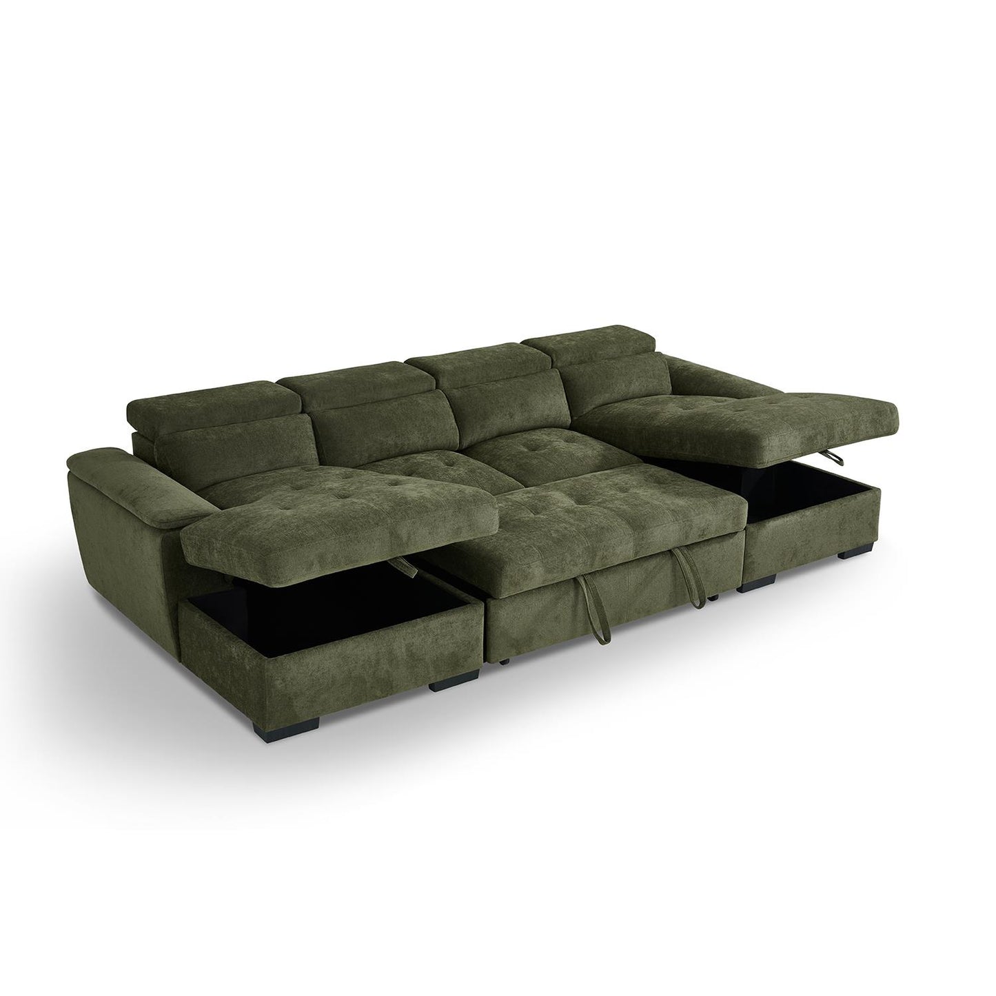 Large 4 5 Seater Fabric U Shaped Sofa Bed Tilting Headrest Storage