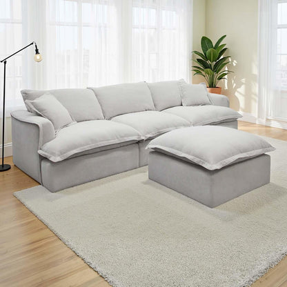 Stanford Feather Filled Modular Sofa with Footstool Grey or Stone