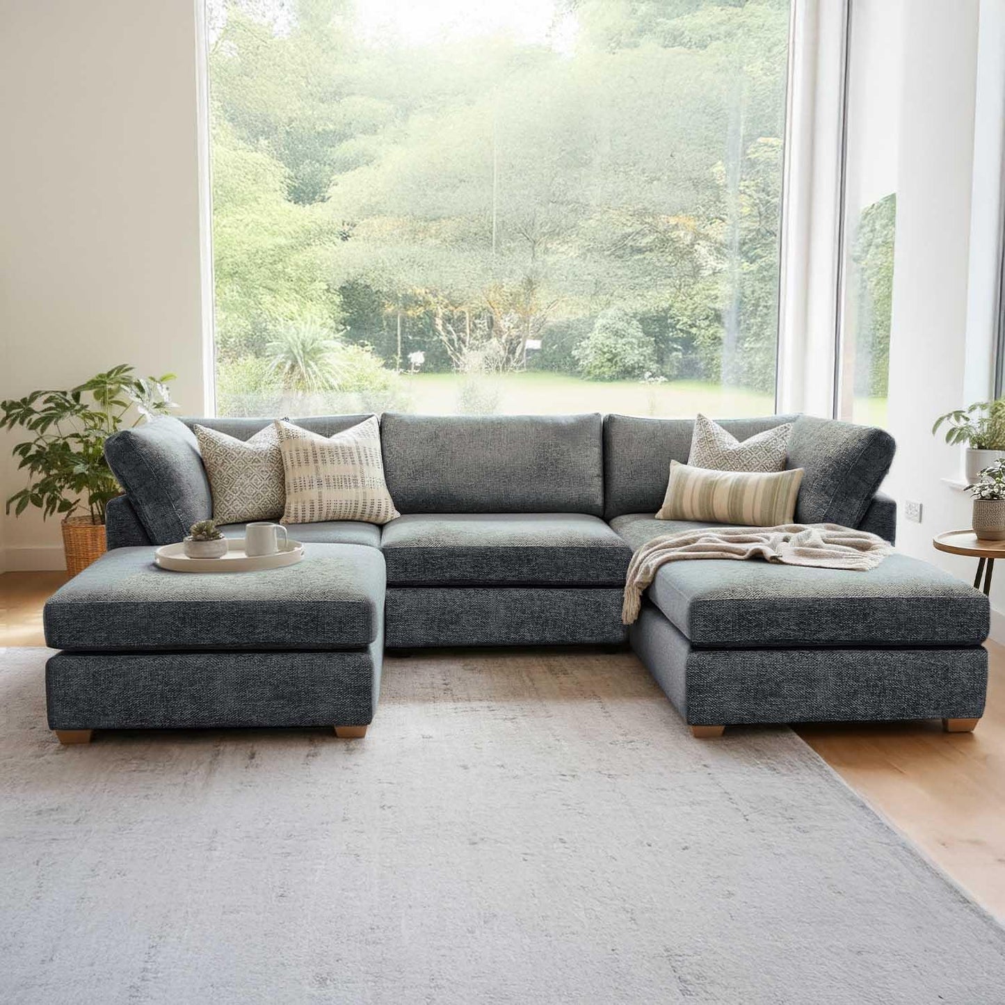 Kenzo U-Shaped 4-5 Seater Chenille Fabric Sofa