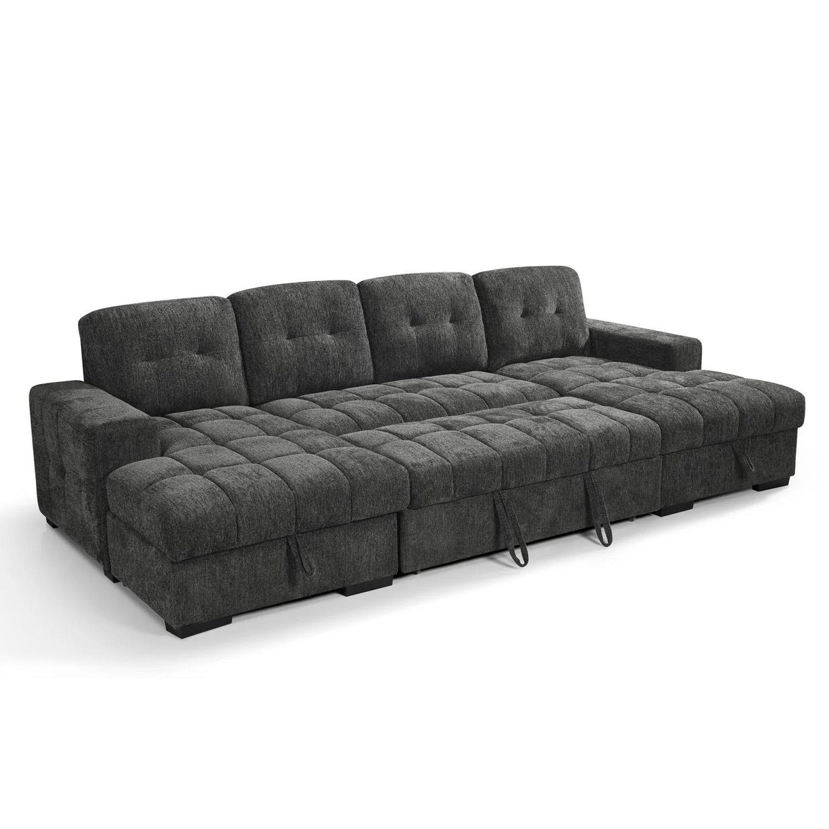 Luna U Shaped Sofa Bed Dual Storage Chaise Beige Grey or Teal