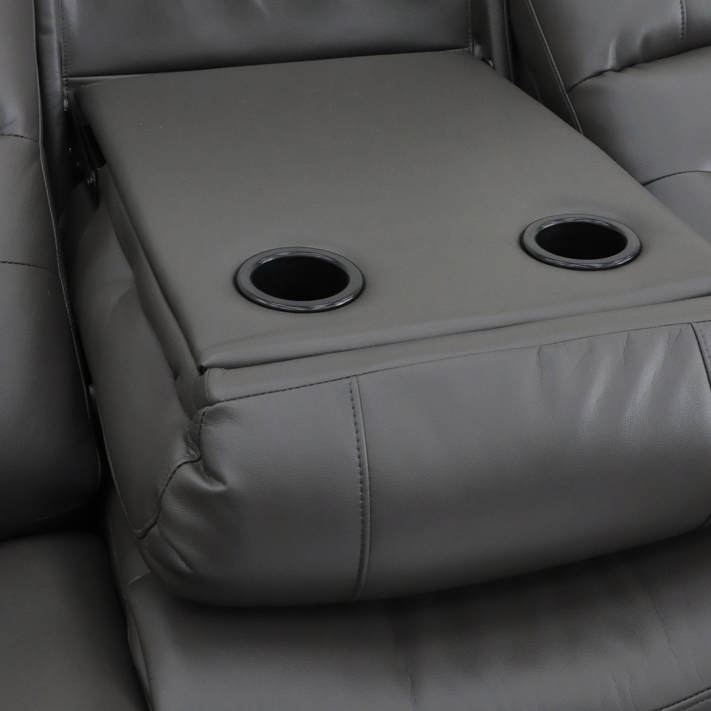 Arlo Leather Like Black or Grey 3 Piece Electric Reclining Sofa Suite 3 + 1 + 1 USB Drink Tray Arlo Black or Grey Leather Like Electric Reclining Armchair | Furnishings For Less UK