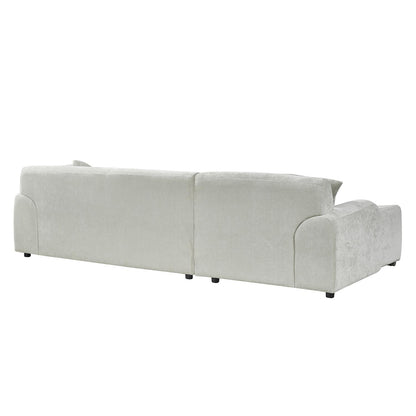 Monza L Shaped Chenille Fabric Beige Grey 4 Seater Corner Sofa LH