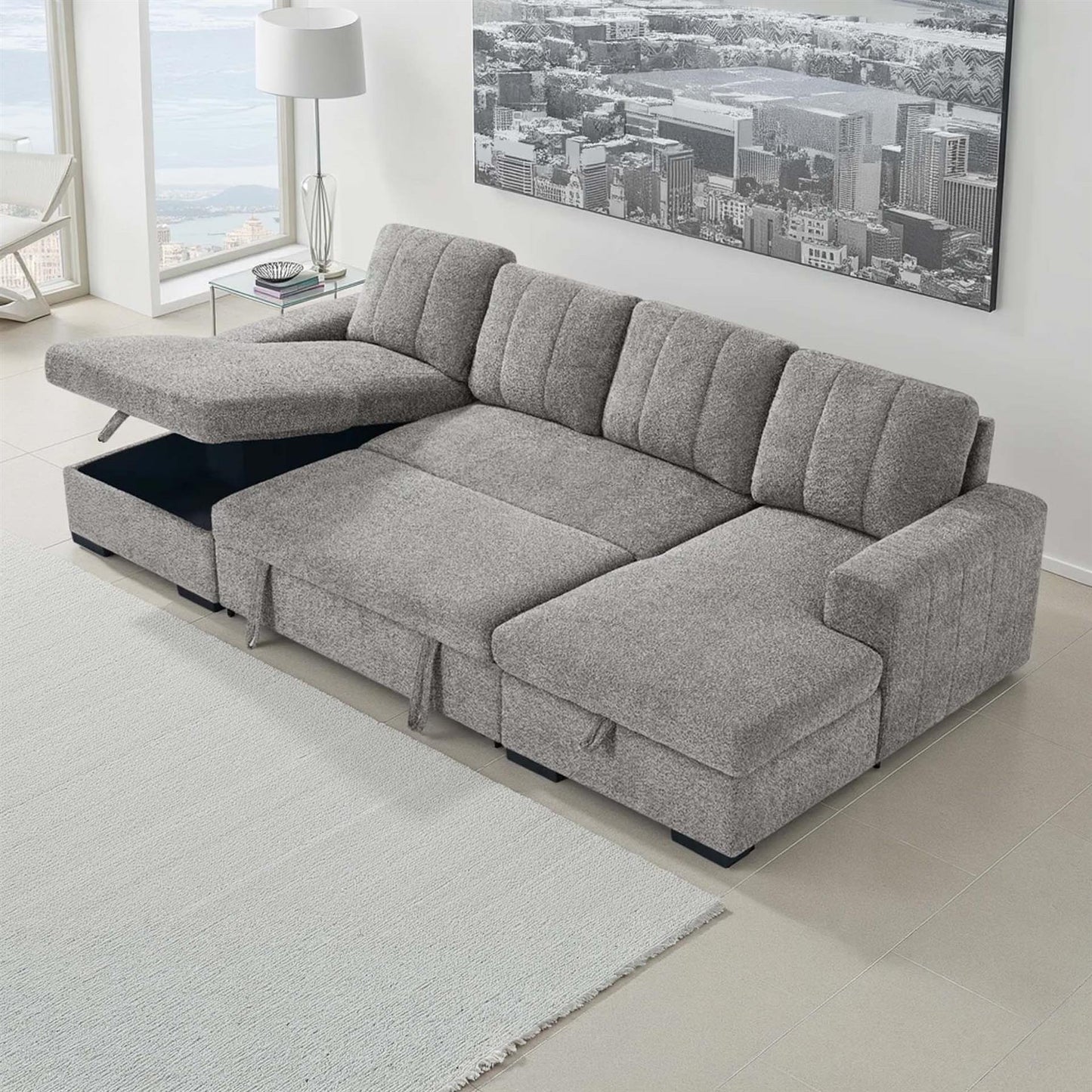 Comaro U Shaped Sofa Bed 5 Seater with Twin Storage Chaises