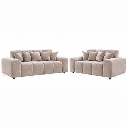 Jenson Plush Velvet 3 + 2 Seater Sofa Set Deep Seats & Boxed Arms