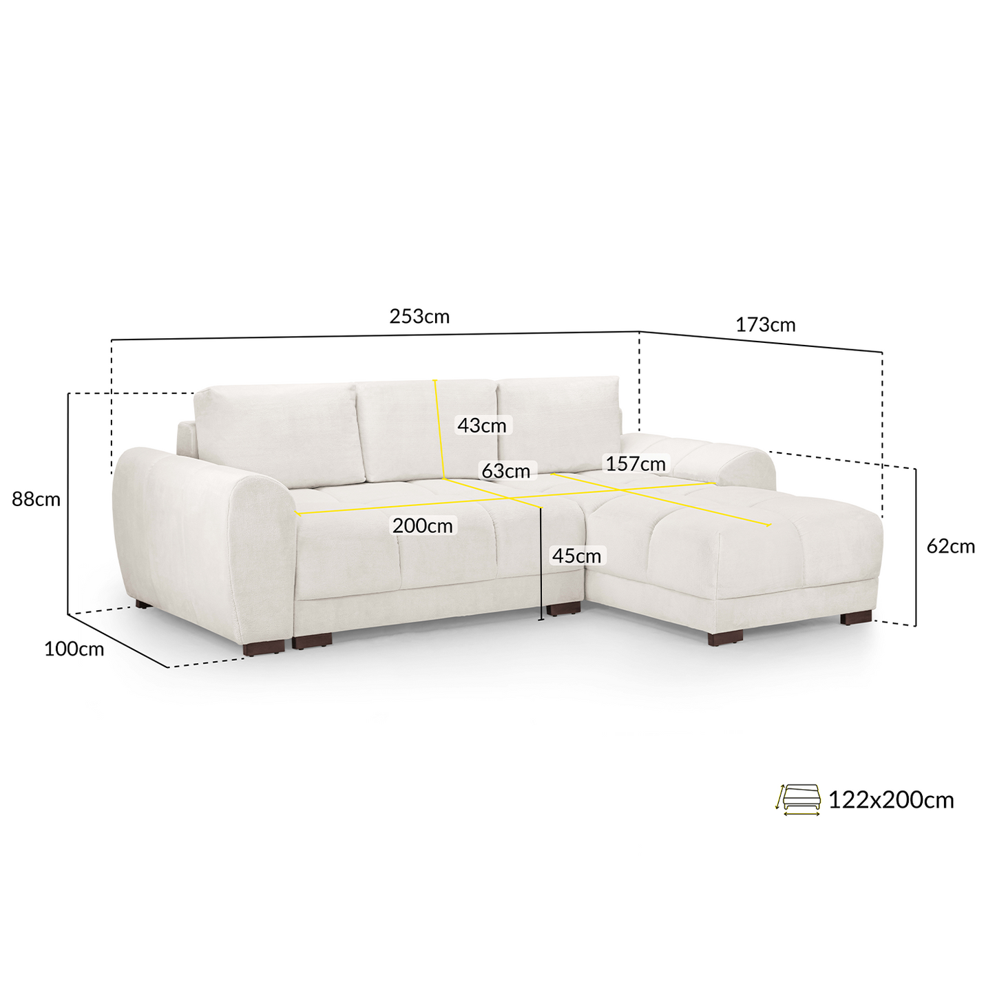 Zura Plush Velvet Large 3 Seater L Shaped Universal Corner Sofa Bed
