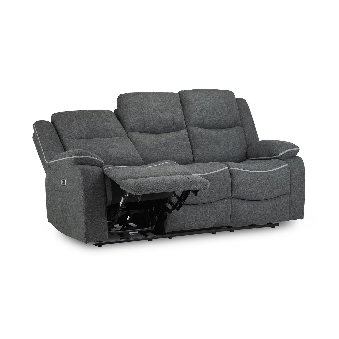 Harlow Graphite Grey Fabric 3 + 2 Electric Reclining Sofa Suite