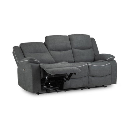 Harlow Graphite Grey Fabric 3 + 2 Electric Reclining Sofa Suite
