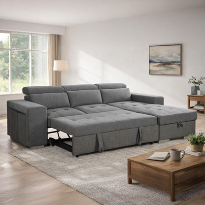 Astrix Grey Fabric Universal Corner 3-4 Seater Sofa Bed