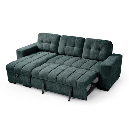 Luna 4 Seater Corner Sofa Bed Storage Chaise Beige Grey or Teal
