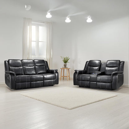 Orlando Black or Grey Leather Electric Reclining Sofa Suite 3 + 2