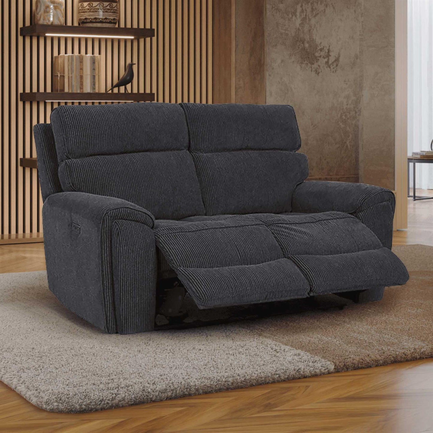 Lois Electric Reclining 3 Piece Sofa Suite 2 + 1 + 1 Black