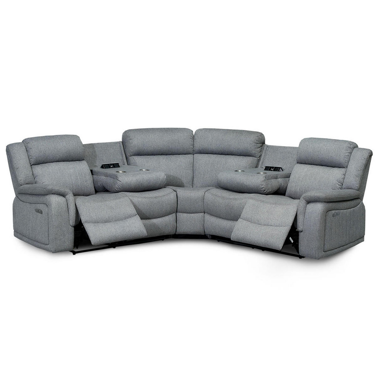 Linden 5 Seater Electric Reclining Corner Sofa Grey Fabric