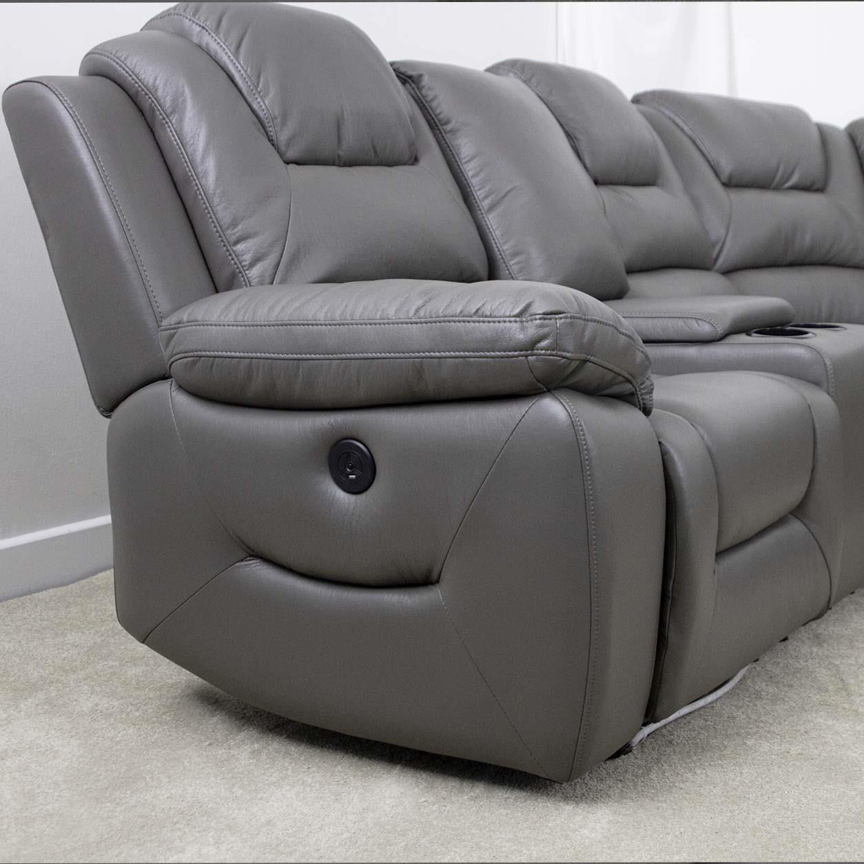 Oxbridge 5 Seater Electric Recliner Corner Sofa LED USB Black or Grey