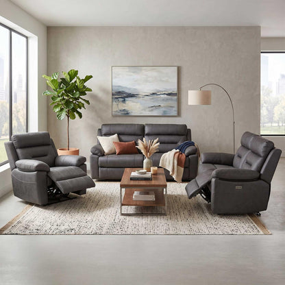 Lucy Electric Reclining 3 Piece Sofa Suite 3 + 2 + 1 Grey