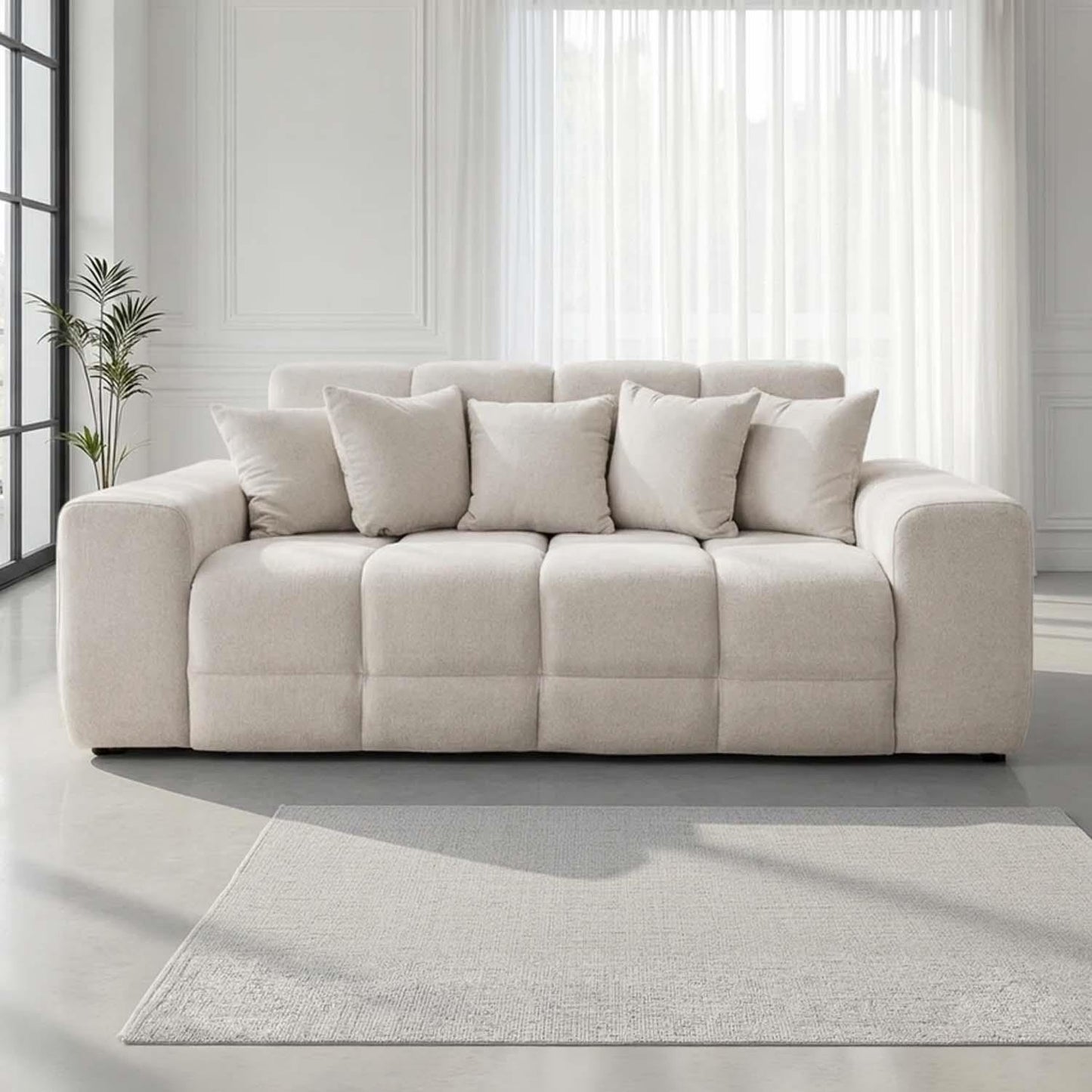 Jenson 3 Seater Plush Velvet Sofa with Deep Seats & Boxed Arms