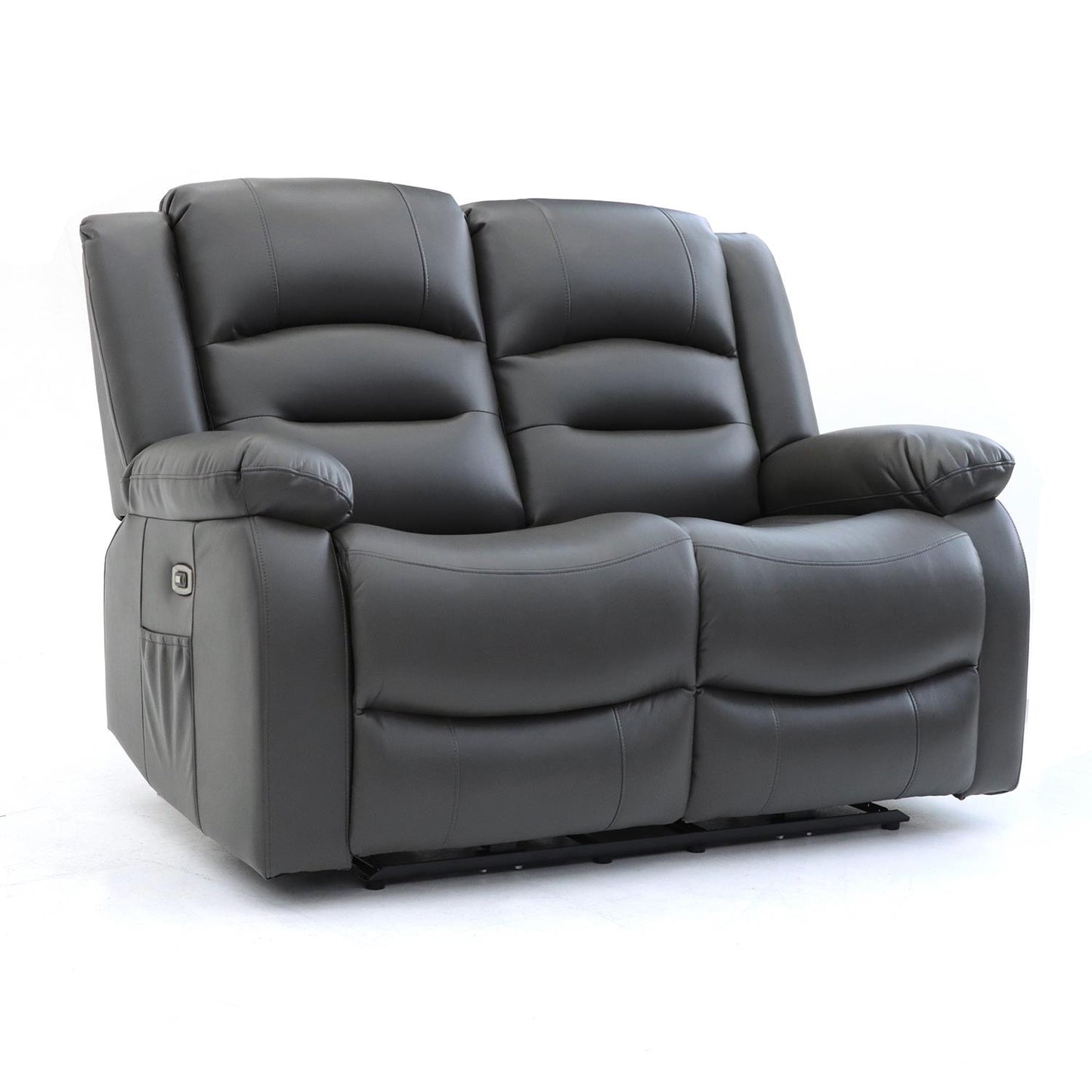 Arlo Leather Like Black or Grey 3 + 2 Electric Reclining Sofa Suite USB Charging + Drinks Tray